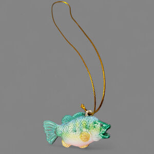 Fish Christmas Tree Ornament Painted Gold Hanging Cord Nautical Decor Beach Gift